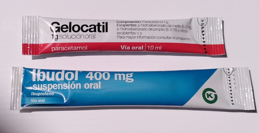 Sobres de solució oral de paracetamol i ibuprofèn