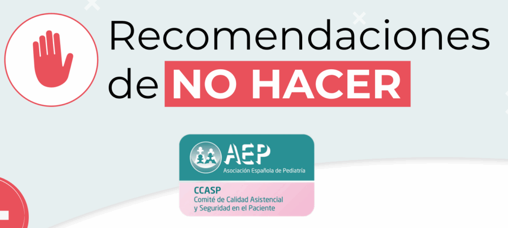 Capçalera del document de "Recomendaciones de NO HACER" de l'Associació Espanyola de Pediatria